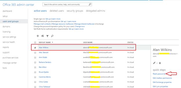 reset password to change password